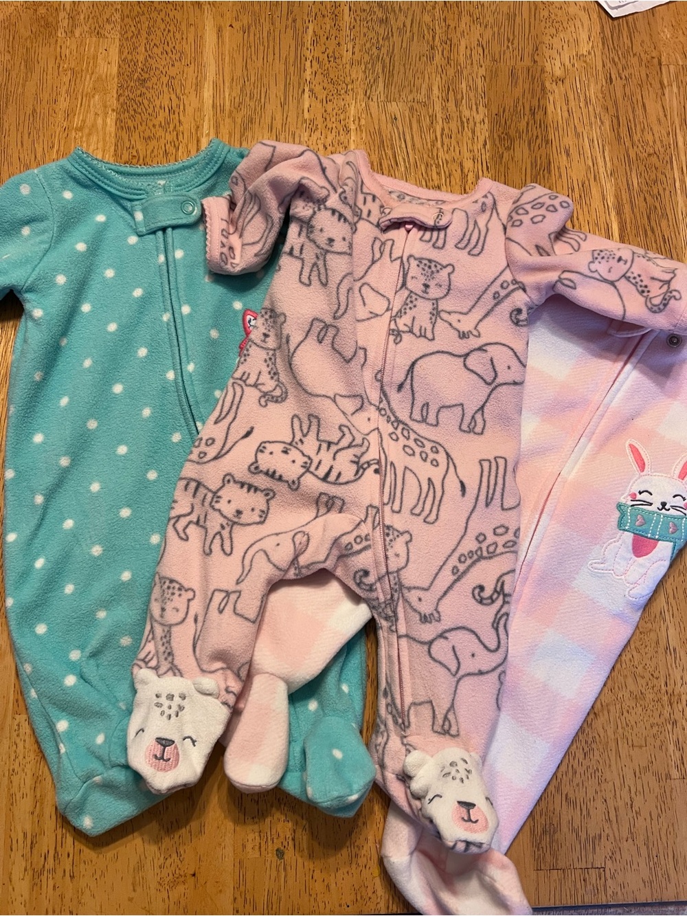 Kids One-Piece Footed Pajamas- set of 3